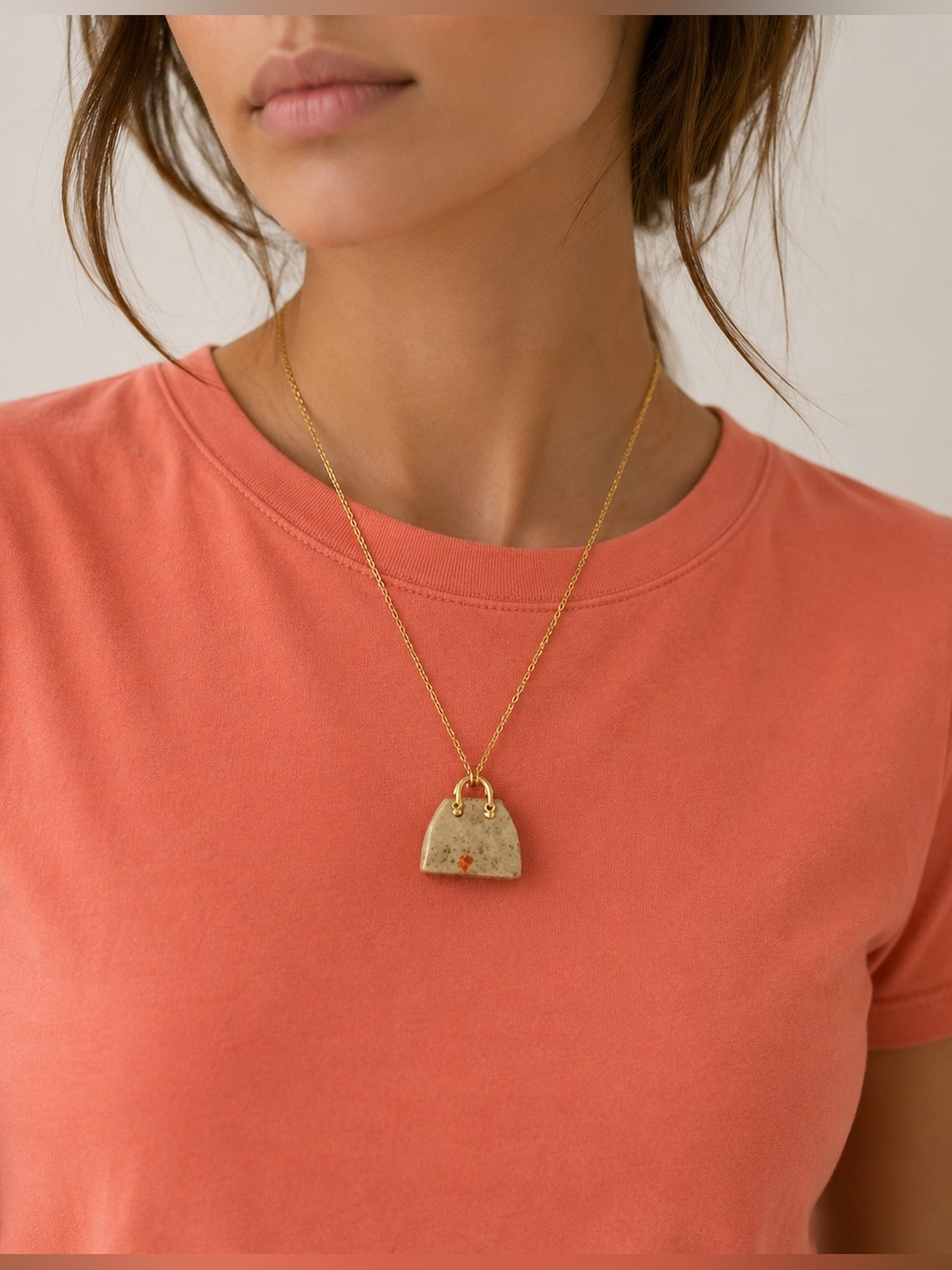 1pc Natural Stone Pendant Necklace with Chain